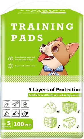 Training Puppy Pets Pads Diapers for Dogs Thickened Bamboo Charcoal Adhesive Absorbent and Deodorant Disposable 5 Layers of Protection (S, M, L, XL Sizes) (100 pcs (17,72 * 12.99 in), S) in Saudi Arabia