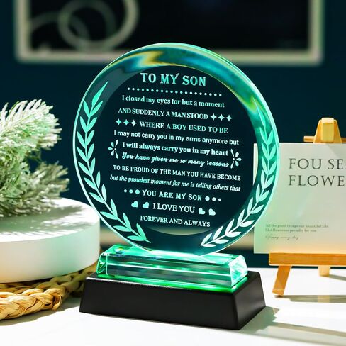 Meaningful Son Gifts from Mom Dad Birthday Gifts for Son Crystal Keepsake Inspirational Graduation Gifts for Adult Son to My Son Present on Christmas Valentines Fathers Day in Saudi Arabia