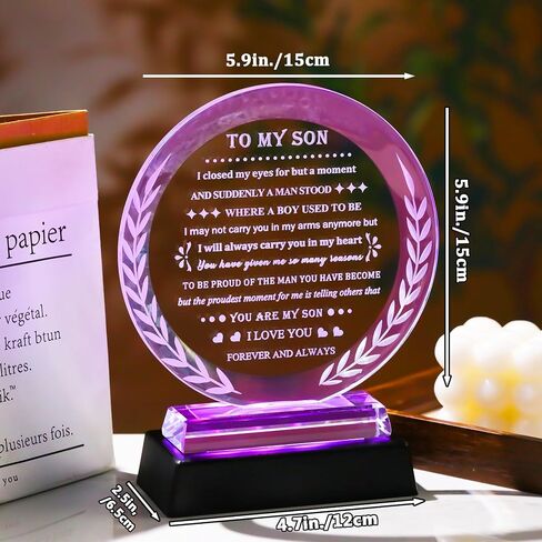 Meaningful Son Gifts from Mom Dad Birthday Gifts for Son Crystal Keepsake Inspirational Graduation Gifts for Adult Son to My Son Present on Christmas Valentines Fathers Day in Saudi Arabia