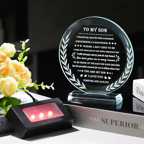 Meaningful Son Gifts from Mom Dad Birthday Gifts for Son Crystal Keepsake Inspirational Graduation Gifts for Adult Son to My Son Present on Christmas Valentines Fathers Day in Saudi Arabia
