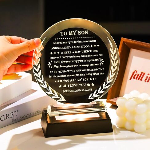 Meaningful Son Gifts from Mom Dad Birthday Gifts for Son Crystal Keepsake Inspirational Graduation Gifts for Adult Son to My Son Present on Christmas Valentines Fathers Day in Saudi Arabia