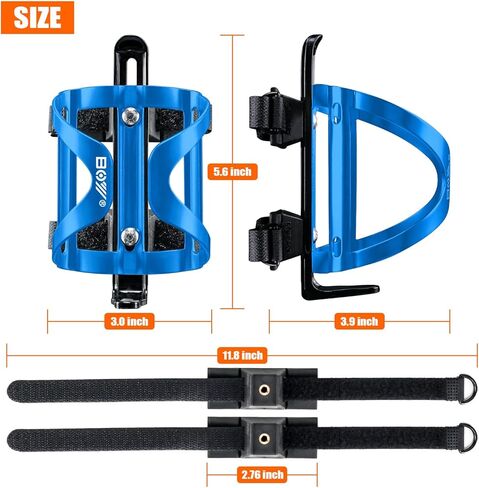 Bike Water Bottle Holder & Bottle Cage Mount for Adults & Kids, with 2 Pack + No Screw + Velcro + Adjustable Strap + Aluminum Alloy + Lightweight + Portable for Mountain Bicycle Accessories in Saudi Arabia
