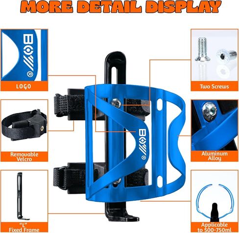 Bike Water Bottle Holder & Bottle Cage Mount for Adults & Kids, with 2 Pack + No Screw + Velcro + Adjustable Strap + Aluminum Alloy + Lightweight + Portable for Mountain Bicycle Accessories in Saudi Arabia