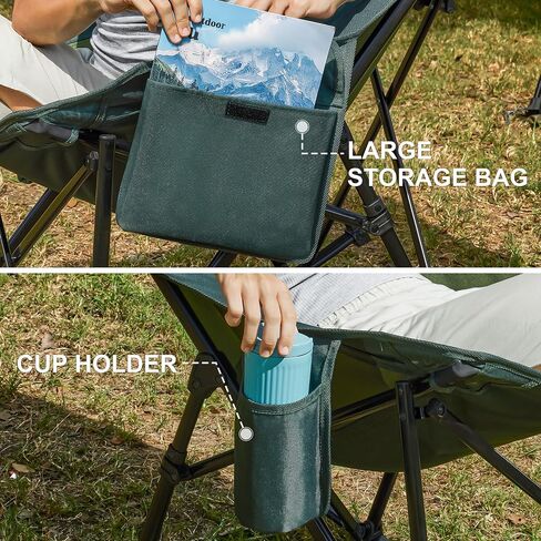 Camping Chairs, Rocking Camping Chairs Foldable Camping Chairs for Adults Outdoor Rocker Camping Chairs with High Back Portable Rocking Chair for Outdoor, Support 350lbs, Dark Green in Saudi Arabia