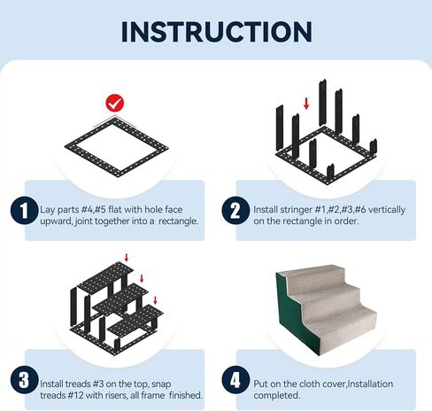 Enjoying Dog Stairs for Small Dogs, Dog Steps for Bed Couches, Non-Slip Fabric Cover, Pet Ramp Self-Assembly, 3 Steps, Brown in Kuwait