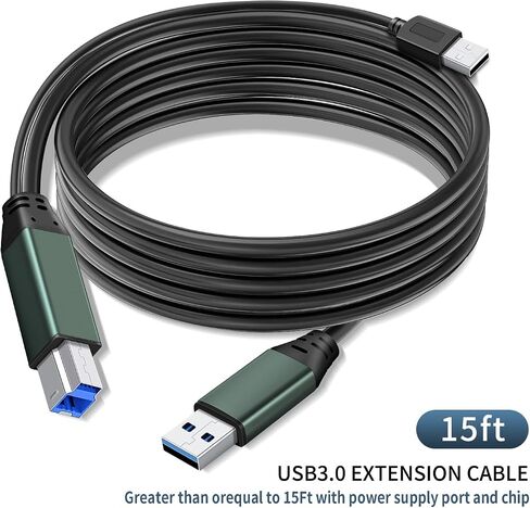 KUMIHO USB 3.0 Printer Cable A Male to B Male （15Ft/5M） Compatible with Scanner, Printers, Desktop External Hard Drivers and More in Kuwait