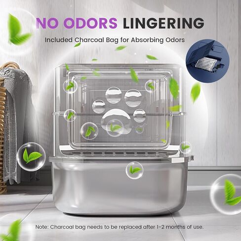 Stainless Steel Cat Litter Box with Lid-Covered Litter Box, Extra Large Metal Litter Box, Easy to Clean for Multiple Cats, Includes Scratch Pad and Cat Scratcher Mat-3-in-1 Enclosed Cat Litter Boxes in Saudi Arabia