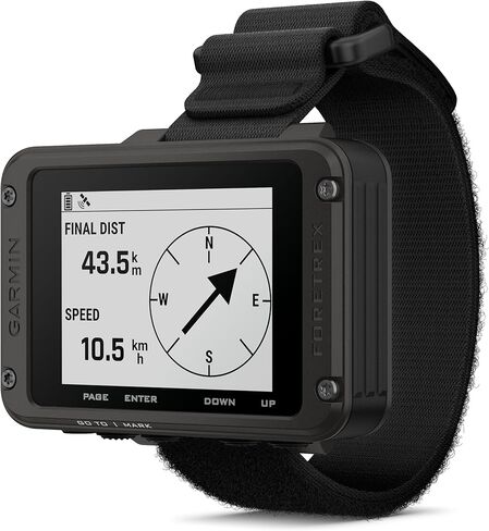 حزمة ملاحة GPS Garmin Foretrex 801 (مع حزام) مثبتة على المعصم - ميزات تكتيكية، نظام GNSS مُحسن متعدد النطاقات، عمر بطارية أطول مع بنك طاقة PlayBetter 5000 مللي أمبير في الساعة و4 بطاريات AAA in Kuwait