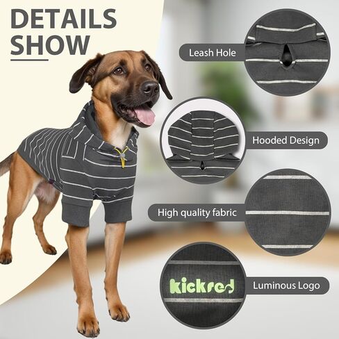 Dog Hoodie, Striped Dog Sweatshirt with Hat, Soft and Warm Dog Coat Sportshirt with Leash Hole, Fall Winter Autumn Outfits Pet Clothes for Medium Large Dogs（XX-Large Size） in Saudi Arabia
