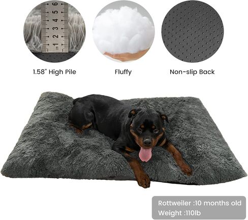 Dog Beds for Large Dogs,Dog Bed Crate Pad,Plush Dog Crate Mat with Anti-Slip Design,Washable Fluffy Faux Fur Kennel Pad for Large Medium Small Dogs and Cats in Saudi Arabia