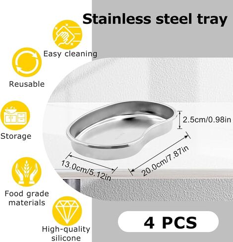 Kidney Tray - Romlon 3 Pack Stainless Steel Tray Metal Tray Stainless Steel Curved Sheet for Dental, Lab Instrument, Office Room, Bathroom. in Saudi Arabia