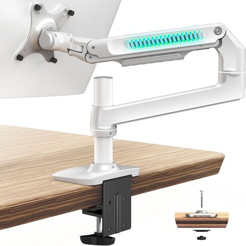 Single Monitor Arm Desk Mount, Holds Screens up to 40 Inches and 25 lbs, Fully Adjustable Vesa Monitor Mount with C-Clamp and Grommet Base, Aluminum, Silver in Kuwait
