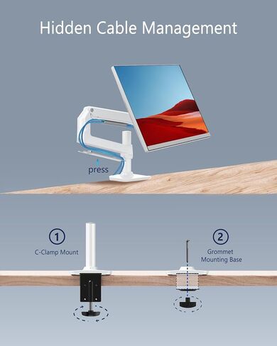 Single Monitor Arm Desk Mount, Holds Screens up to 40 Inches and 25 lbs, Fully Adjustable Vesa Monitor Mount with C-Clamp and Grommet Base, Aluminum, Silver in Kuwait