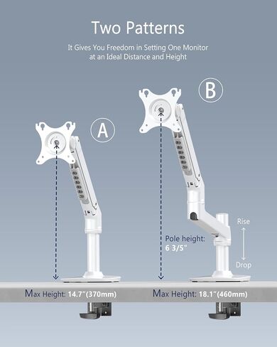 Single Monitor Arm Desk Mount, Holds Screens up to 40 Inches and 25 lbs, Fully Adjustable Vesa Monitor Mount with C-Clamp and Grommet Base, Aluminum, Silver in Kuwait