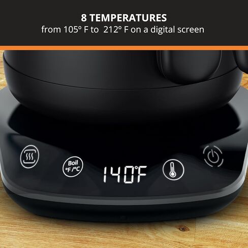 KRUPS Electric Kettle, Café Control Stainless Steel, Gooseneck Kettle, 1 Liter, 60 minute keep-warm, Electric Tea Kettle, sleek modern design Black in Saudi Arabia