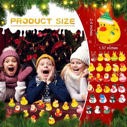 Hanaive 16 Pcs Assorted Christmas Rubber Ducks Bulk with Different Designs Mini Rubber Ducks Bath Toys Xmas Themed Novelty Duck for Party Supplies Gifts Birthday Baby Shower Pool Party (Classic) in Saudi Arabia