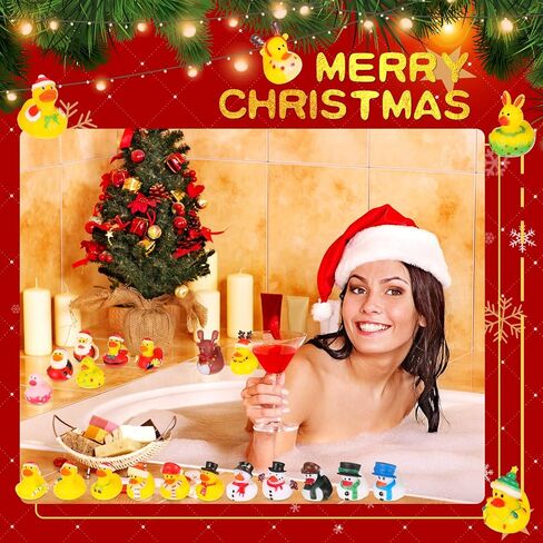 Hanaive 16 Pcs Assorted Christmas Rubber Ducks Bulk with Different Designs Mini Rubber Ducks Bath Toys Xmas Themed Novelty Duck for Party Supplies Gifts Birthday Baby Shower Pool Party (Classic) in Saudi Arabia