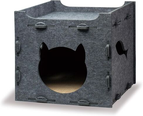 KAQJW Detachable Felt Cat Bed Condo Shelter House for Indoor Use - Easy to Assemble, Durable and Warm Funnest - Cozy Shelter with Built-in Scratching Board and Bonus Cat Toys in Saudi Arabia