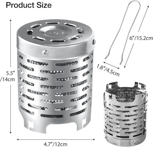 redcamp 5.5 "طويل القامة سخان صغير للتخييم، موقد التخييم المحمولة الفولاذ المقاوم للصدأ خيمة غطاء التدفئة غطاء موقد الاحترار لحقيبة الظهر في الهواء الطلق المشي لمسافات طويلة السفر in Kuwait