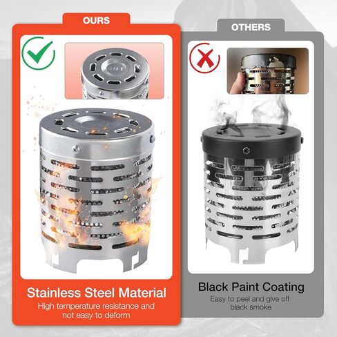 redcamp 5.5 "طويل القامة سخان صغير للتخييم، موقد التخييم المحمولة الفولاذ المقاوم للصدأ خيمة غطاء التدفئة غطاء موقد الاحترار لحقيبة الظهر في الهواء الطلق المشي لمسافات طويلة السفر in Kuwait