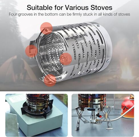 redcamp 5.5 "طويل القامة سخان صغير للتخييم، موقد التخييم المحمولة الفولاذ المقاوم للصدأ خيمة غطاء التدفئة غطاء موقد الاحترار لحقيبة الظهر في الهواء الطلق المشي لمسافات طويلة السفر in Kuwait