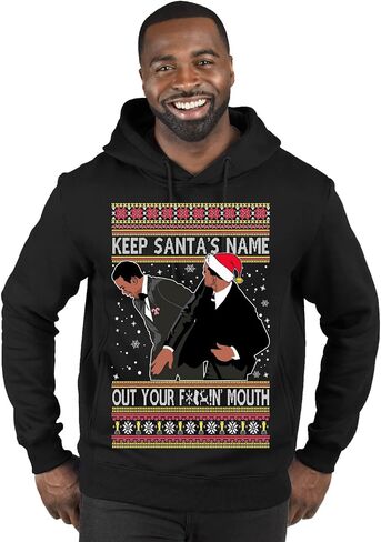 Shark & Hammer Will Chris Slap Award Show Keep Santa's Name Out Your Mouth Ugly Christmas Sweater Crewneck Sweatshirt, Kelly, Large in Saudi Arabia