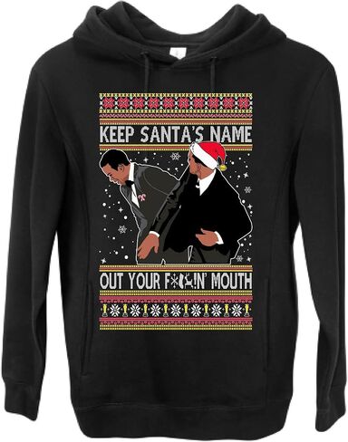 Shark & Hammer Will Chris Slap Award Show Keep Santa's Name Out Your Mouth Ugly Christmas Sweater Crewneck Sweatshirt, Kelly, Large in Saudi Arabia