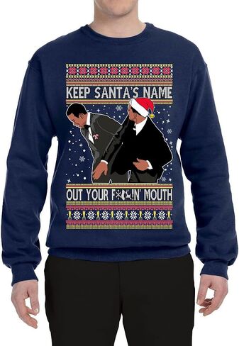Shark & Hammer Will Chris Slap Award Show Keep Santa's Name Out Your Mouth Ugly Christmas Sweater Crewneck Sweatshirt, Kelly, Large in Saudi Arabia
