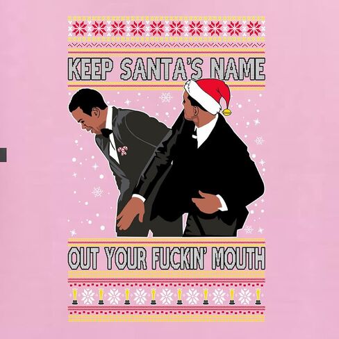 Shark & Hammer Will Chris Slap Award Show Keep Santa's Name Out Your Mouth Ugly Christmas Sweater Crewneck Sweatshirt, Kelly, Large in Saudi Arabia