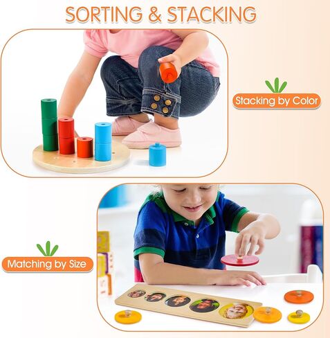Montessori Toys for Babies 0-6 Months, 9 in 1 Learning Educational Sensory Toys for Newborn 0-3-6 Months, Includes High Contrast Cards, Baby Tissue Box Toy, Spinning Drum, Teether and More in Kuwait