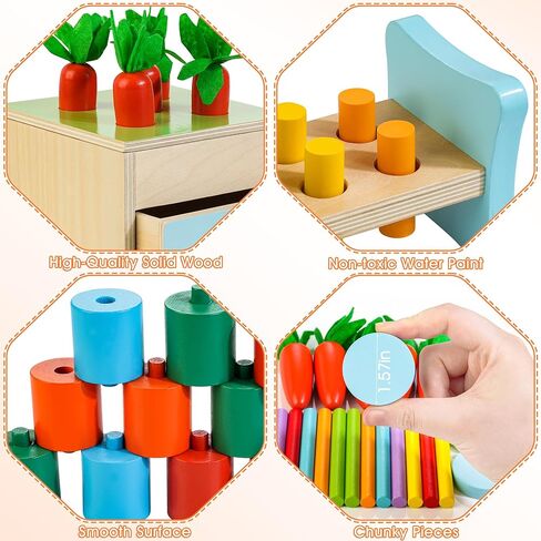 Montessori Toys for Babies 0-6 Months, 9 in 1 Learning Educational Sensory Toys for Newborn 0-3-6 Months, Includes High Contrast Cards, Baby Tissue Box Toy, Spinning Drum, Teether and More in Kuwait