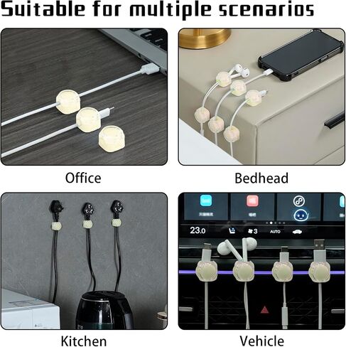 Magnetic Cable Organizer Set, 8 Pcs Easy Adhesion Desk & Wall Mount Holders for Mobile Phones and USB Cables, Perfect for Office, Kitchen, Car, and Bedside Use (Black) in Saudi Arabia