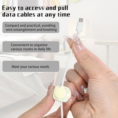 Magnetic Cable Organizer Set, 8 Pcs Easy Adhesion Desk & Wall Mount Holders for Mobile Phones and USB Cables, Perfect for Office, Kitchen, Car, and Bedside Use (Black) in Saudi Arabia