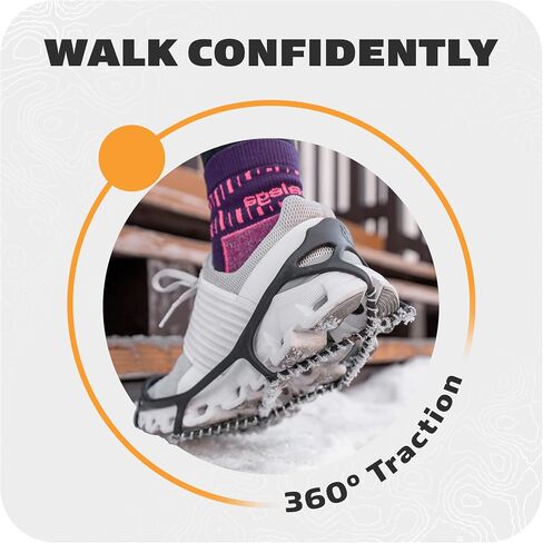 Yaktrax Walk Plus Traction Cleats for Ice and Snow, 360° Steel Coil Grip for All-Direction Traction, Flexible Cold-Resistant Upper, Easy On/Off with Heel Tab, Includes Carry Bag & Carabiner in Saudi Arabia