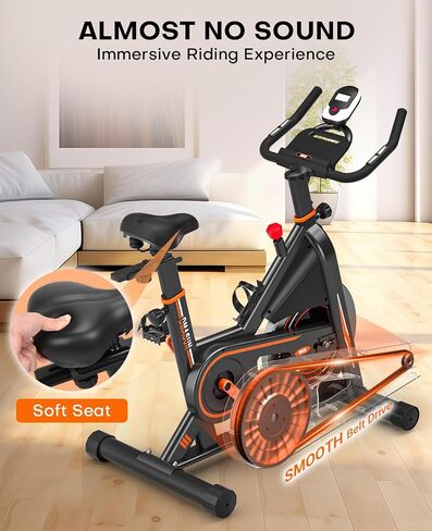 Exercise Bike, DMASUN Silent Magnetic Resistance Stationary Bike for Home with 330 LB Capacity, Workout Bike with Comfortable Seat Cushion, Digital Display with Pulse in Saudi Arabia