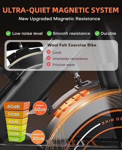 Exercise Bike, DMASUN Silent Magnetic Resistance Stationary Bike for Home with 330 LB Capacity, Workout Bike with Comfortable Seat Cushion, Digital Display with Pulse in Saudi Arabia
