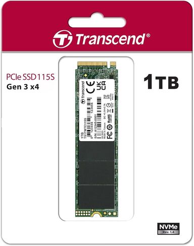 Transcend 500GB MTE115S NVMe SSD داخلي - Gen3 x4 PCIe M.2 2280، حتى 3,200 ميجابايت/ثانية - TS500GMTE115S in Saudi Arabia