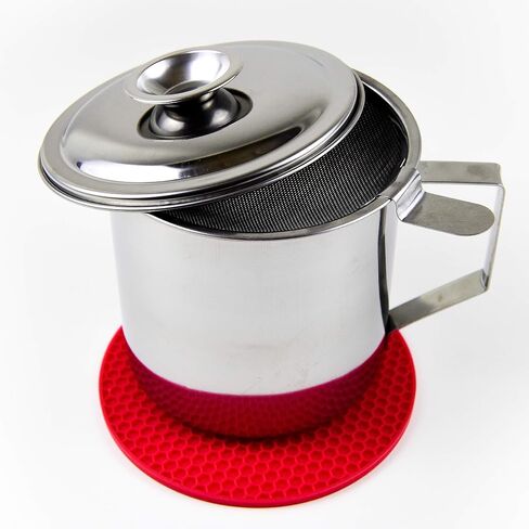 Bacon Grease Fat and Cooking Oil Stainless Steel Storage Container with Mesh Filter Screen Strainer 1.25 Liter 5 Cups in Saudi Arabia