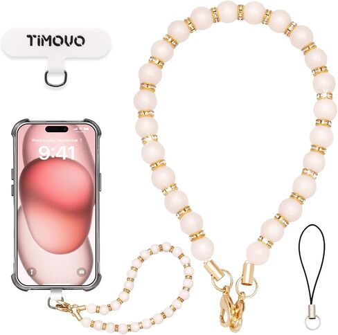 TiMOVO Marble Beaded Phone Wrist Strap, Hands-Free Healing Beaded Cell Phone Charms Strap Lanyard with Tether Tab, Elegant Healing Stone Wristlet Bracelet Phone Case Bracelet Strap for Women in Saudi Arabia