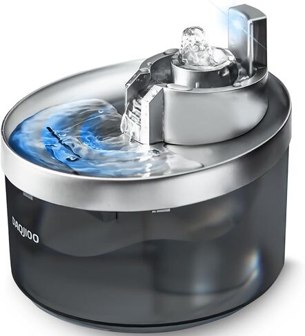 Wireless Cat Water Fountain,74oz/2.2L Battery Operated Pet Drinking Bowl Automatic Induction Dog Water Dispenser with Faucet for Large,Small Pet in Saudi Arabia