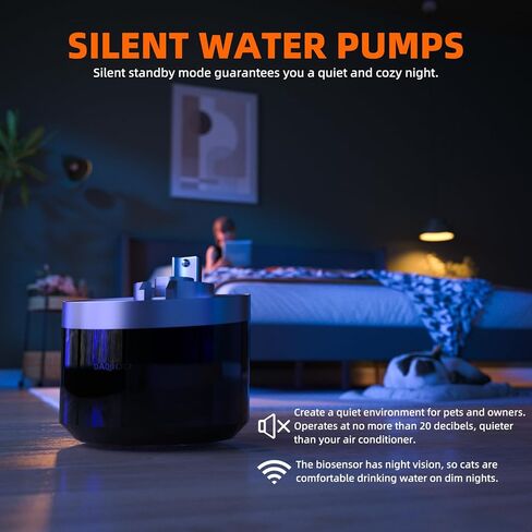 Wireless Cat Water Fountain,74oz/2.2L Battery Operated Pet Drinking Bowl Automatic Induction Dog Water Dispenser with Faucet for Large,Small Pet in Saudi Arabia