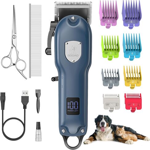 Dog Hair Clippers for Grooming Cordless Pet Clippers for Dogs Thick Hair with Metal Blades, Electric Rechargeable Dog Trimmer for Grooming Low Noise Pet Grooming Kit in Kuwait
