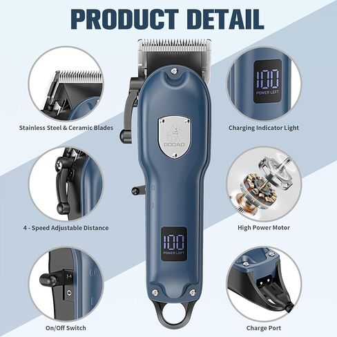 Dog Hair Clippers for Grooming Cordless Pet Clippers for Dogs Thick Hair with Metal Blades, Electric Rechargeable Dog Trimmer for Grooming Low Noise Pet Grooming Kit in Kuwait