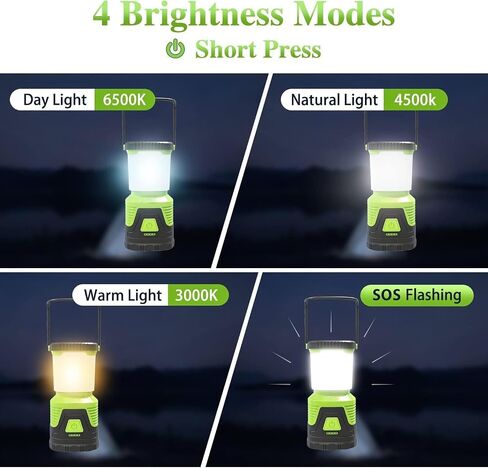 فانوس تخييم LED 1000LM قابل لإعادة الشحن مع 3 ألوان، بنك طاقة 4000 مللي أمبير في الساعة، أساسي للتخييم، IP54 مقاوم للماء، ضوء خيمة تخييم محمول للتنزه سيرًا على الأقدام، وانقطاع الطاقة، والطوارئ، وكابل USB متضمن in Saudi Arabia