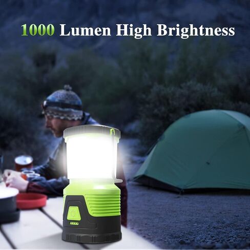 فانوس تخييم LED 1000LM قابل لإعادة الشحن مع 3 ألوان، بنك طاقة 4000 مللي أمبير في الساعة، أساسي للتخييم، IP54 مقاوم للماء، ضوء خيمة تخييم محمول للتنزه سيرًا على الأقدام، وانقطاع الطاقة، والطوارئ، وكابل USB متضمن in Saudi Arabia