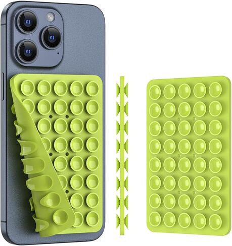 Double Sided Silicone Suction Phone Holder Mount, Silicon Phone Accessory for iPhone and Android, Hands-Free Mirror Shower Phone Holder, TikTok Videos and Selfies (Green, 1PCS) in Saudi Arabia