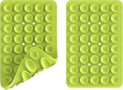 Double Sided Silicone Suction Phone Holder Mount, Silicon Phone Accessory for iPhone and Android, Hands-Free Mirror Shower Phone Holder, TikTok Videos and Selfies (Green, 1PCS) in Saudi Arabia