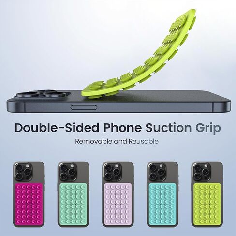 Double Sided Silicone Suction Phone Holder Mount, Silicon Phone Accessory for iPhone and Android, Hands-Free Mirror Shower Phone Holder, TikTok Videos and Selfies (Green, 1PCS) in Saudi Arabia