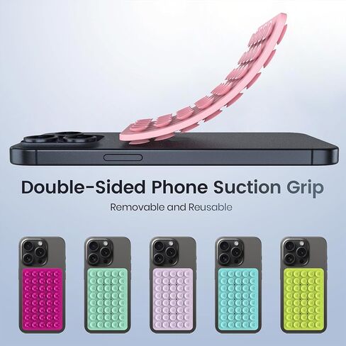 Double Sided Silicone Suction Phone Holder Mount, Silicon Phone Accessory for iPhone and Android, Hands-Free Mirror Shower Phone Holder, TikTok Videos and Selfies (Green, 1PCS) in Saudi Arabia