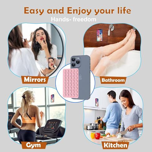 Double Sided Silicone Suction Phone Holder Mount, Silicon Phone Accessory for iPhone and Android, Hands-Free Mirror Shower Phone Holder, TikTok Videos and Selfies (Green, 1PCS) in Saudi Arabia